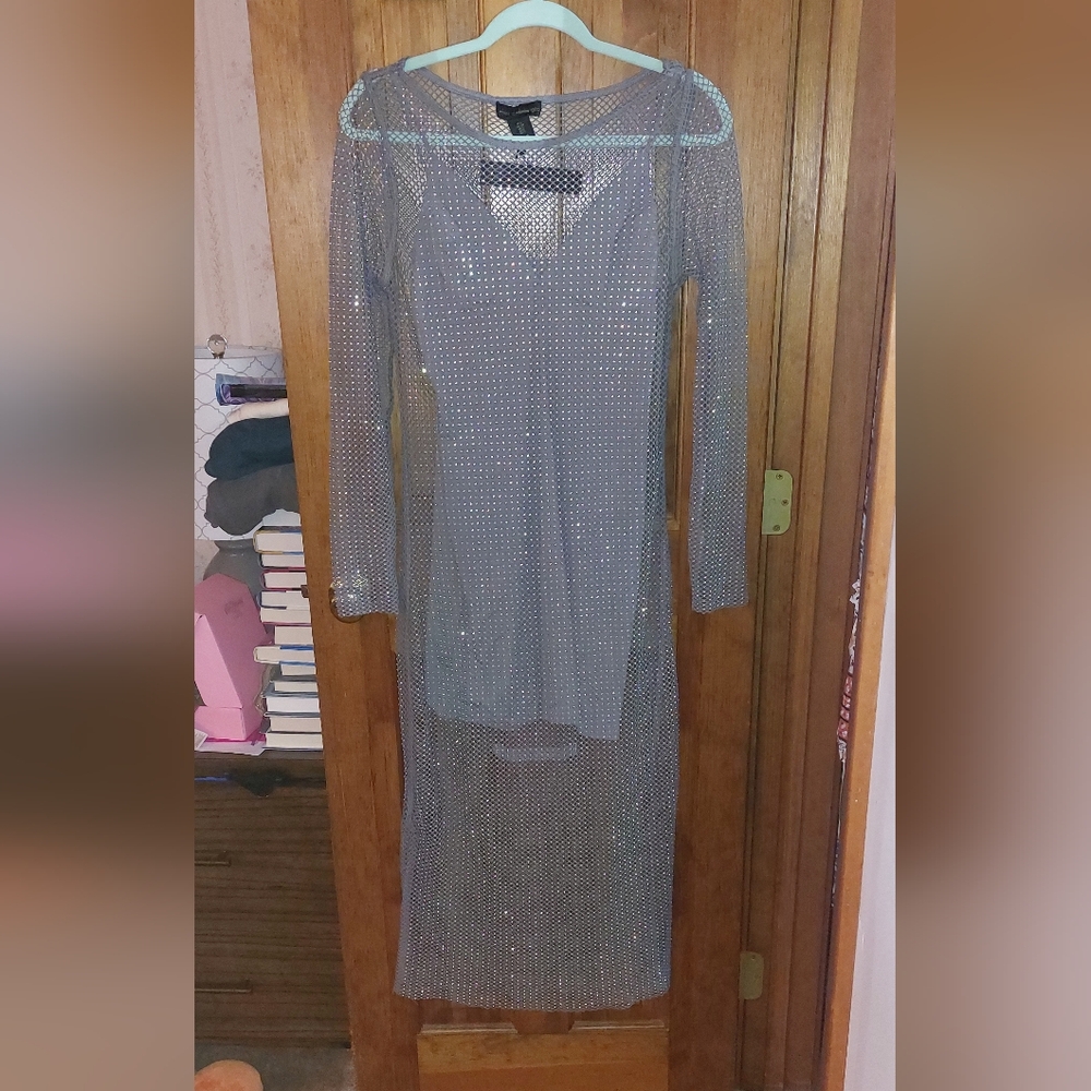 House of Harlow 1960 Diamonté Rhinestone Mesh Dress